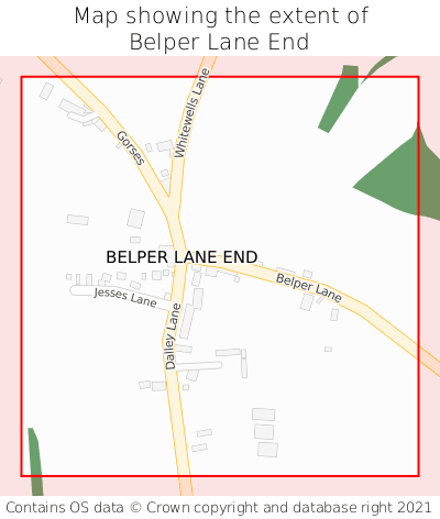 Map showing extent of Belper Lane End as bounding box