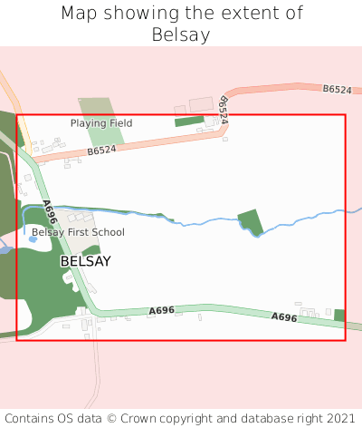Map showing extent of Belsay as bounding box