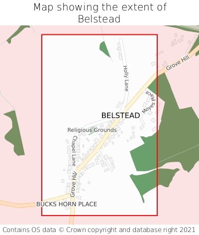 Map showing extent of Belstead as bounding box