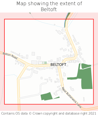 Map showing extent of Beltoft as bounding box