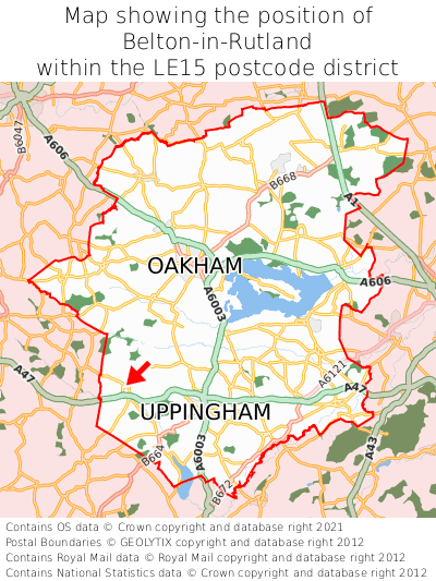 Map showing location of Belton-in-Rutland within LE15