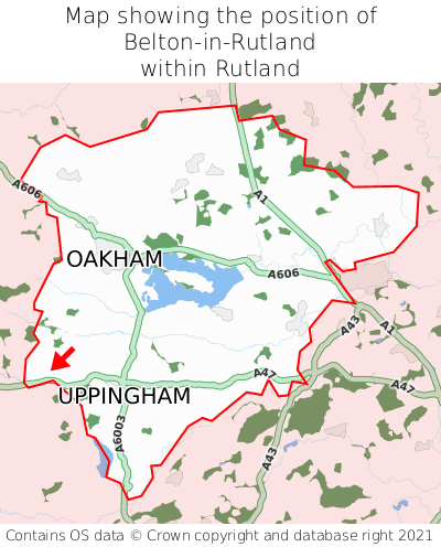 Map showing location of Belton-in-Rutland within Rutland