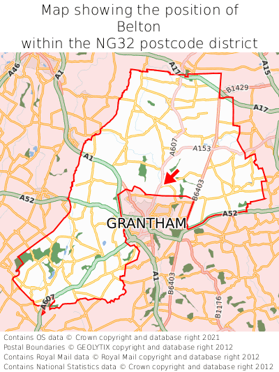 Map showing location of Belton within NG32