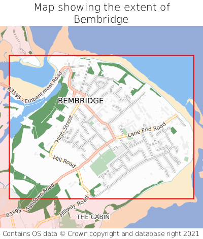 Map showing extent of Bembridge as bounding box
