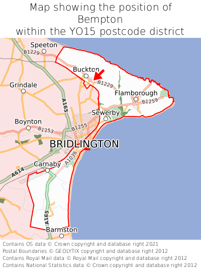 Map showing location of Bempton within YO15