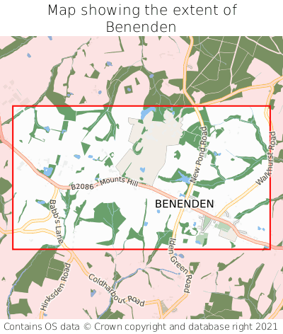 Map showing extent of Benenden as bounding box