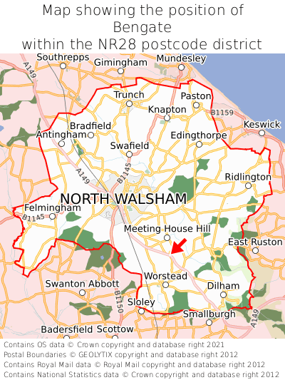 Map showing location of Bengate within NR28