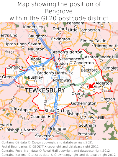 Map showing location of Bengrove within GL20