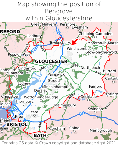 Map showing location of Bengrove within Gloucestershire