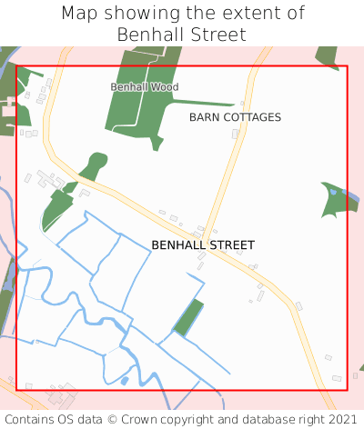 Map showing extent of Benhall Street as bounding box