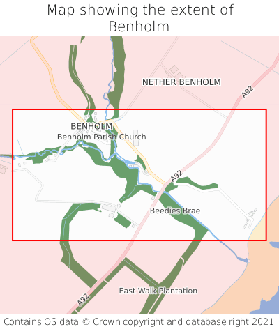 Map showing extent of Benholm as bounding box