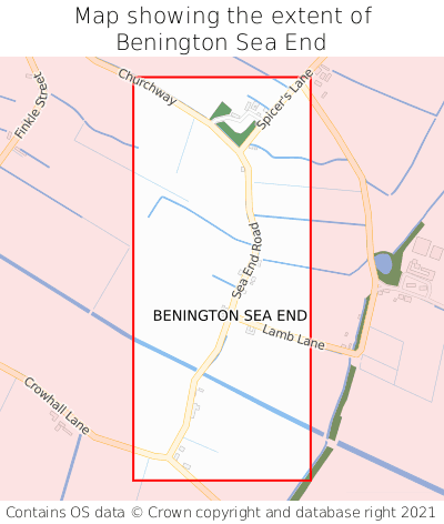 Map showing extent of Benington Sea End as bounding box