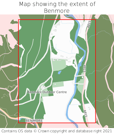Map showing extent of Benmore as bounding box