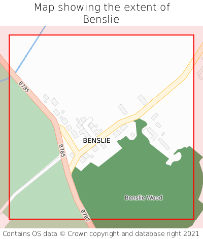 Map showing extent of Benslie as bounding box
