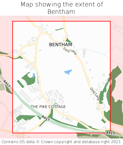 Map showing extent of Bentham as bounding box