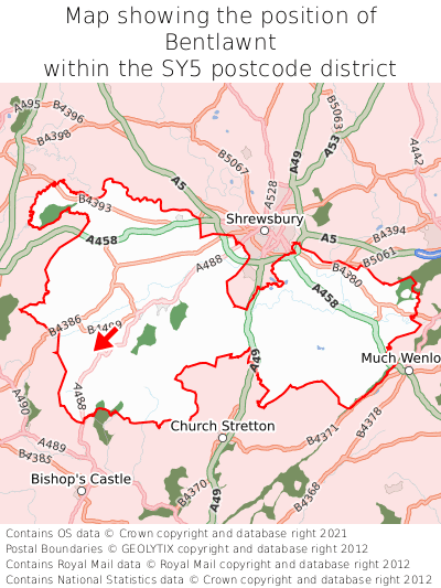 Map showing location of Bentlawnt within SY5