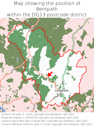 Map showing location of Bentpath within DG13