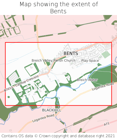 Map showing extent of Bents as bounding box