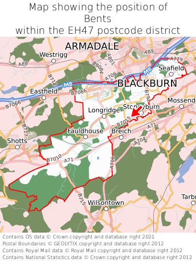 Map showing location of Bents within EH47