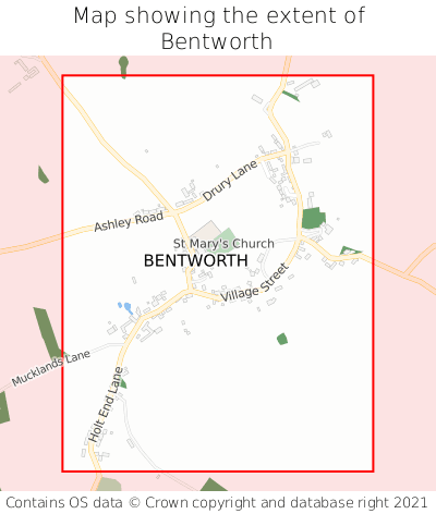 Map showing extent of Bentworth as bounding box
