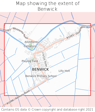 Map showing extent of Benwick as bounding box