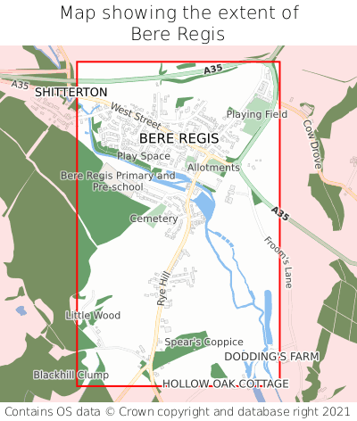 Map showing extent of Bere Regis as bounding box