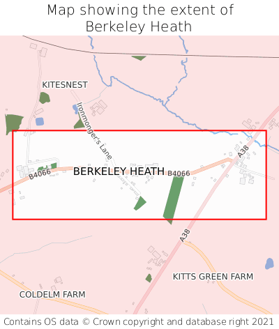 Map showing extent of Berkeley Heath as bounding box