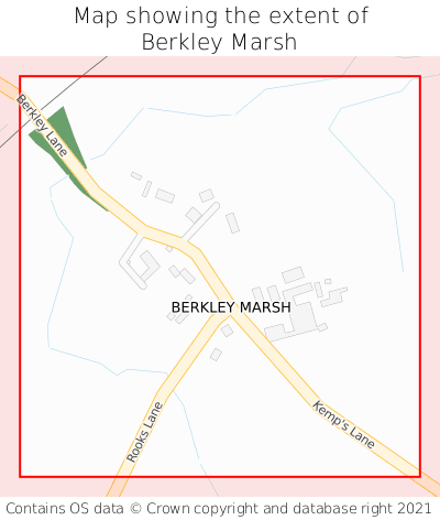 Map showing extent of Berkley Marsh as bounding box