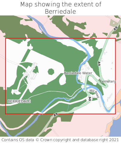 Map showing extent of Berriedale as bounding box