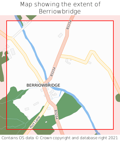 Map showing extent of Berriowbridge as bounding box