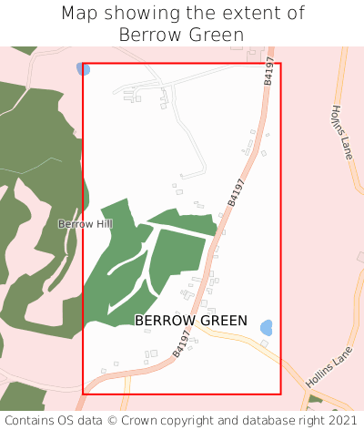 Map showing extent of Berrow Green as bounding box