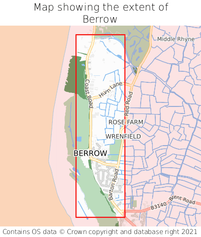 Map showing extent of Berrow as bounding box