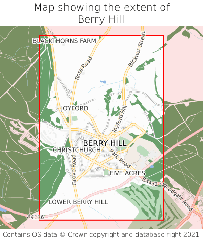 Map showing extent of Berry Hill as bounding box