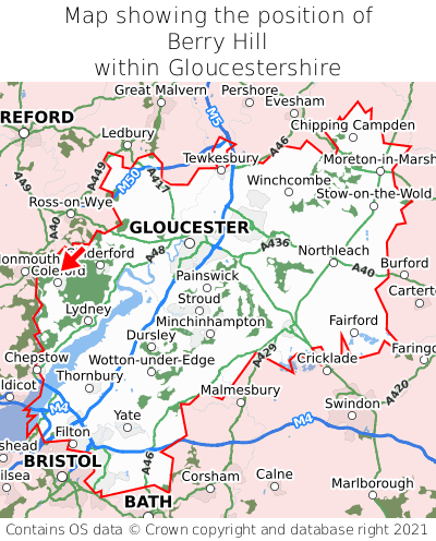 Map showing location of Berry Hill within Gloucestershire