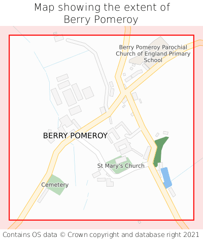 Map showing extent of Berry Pomeroy as bounding box