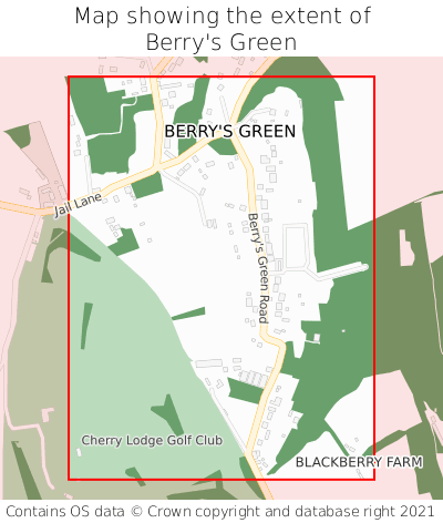 Map showing extent of Berry's Green as bounding box