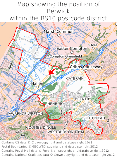 Map showing location of Berwick within BS10