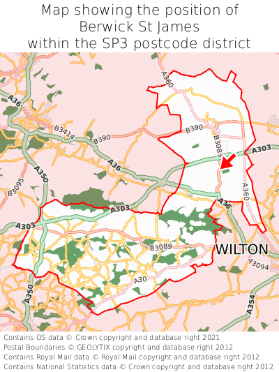 Map showing location of Berwick St James within SP3