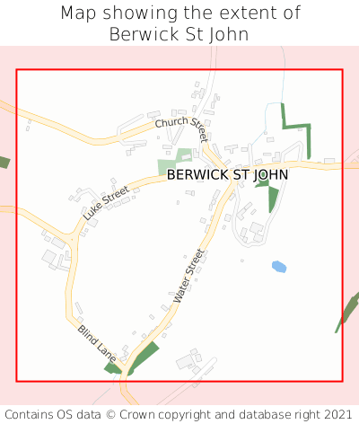 Map showing extent of Berwick St John as bounding box