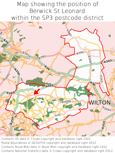 Map showing location of Berwick St Leonard within SP3