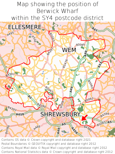 Map showing location of Berwick Wharf within SY4