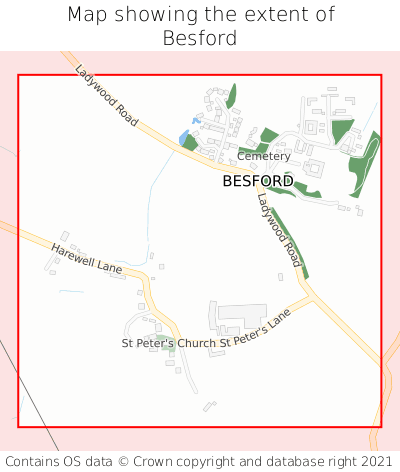 Map showing extent of Besford as bounding box