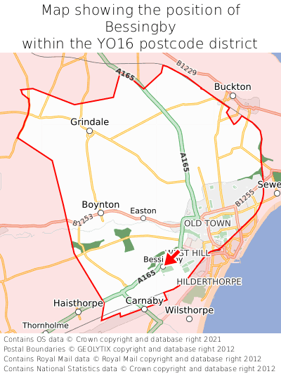 Map showing location of Bessingby within YO16