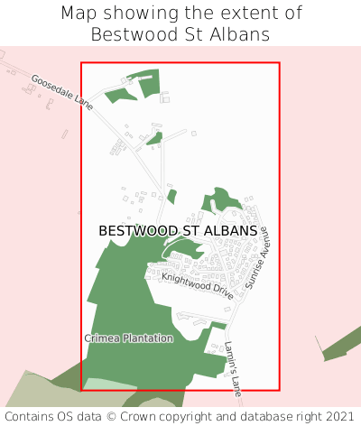 Map showing extent of Bestwood St Albans as bounding box