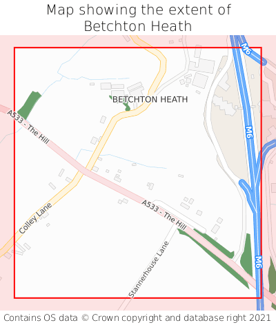 Map showing extent of Betchton Heath as bounding box