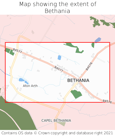 Map showing extent of Bethania as bounding box