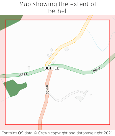 Map showing extent of Bethel as bounding box