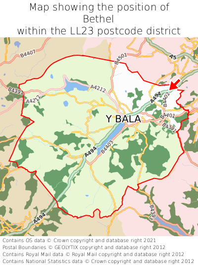 Map showing location of Bethel within LL23