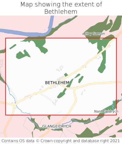 Map showing extent of Bethlehem as bounding box