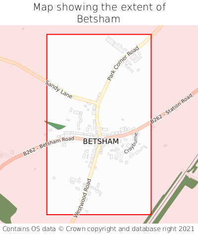 Map showing extent of Betsham as bounding box